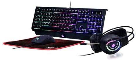 GEMBIRD Phantom Gaming GGS-UMGL4-01 JUEGO 4-in-1 ILUMINADO TECLADO (Ingles) + RATÓN + ALFOMBRILLA + Auriculares