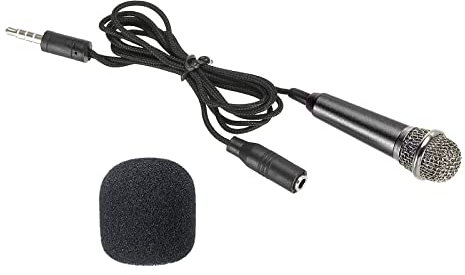PATIKIL Mini Microphone Portable Vocal Microphone Black for Voice Recording and Singing Pack of 1