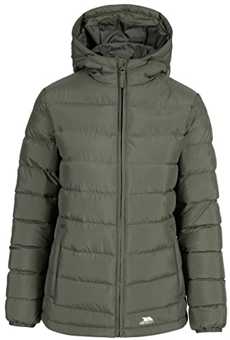Trespass Women's Padded Parka Jacket Casual with 2 Zip Pockets Elegant, Mid-Thigh Length, Black, XXS
