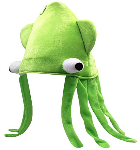 URFEDA Octopus Mütze,Plüsch Tier Hut Octopus für Erwachsene Kinder,Neuheit Lustige Octopus Kopfbedeckung, Halloween Karneval Mottoparty Fasching Kappe Mütze Cosplay Kostüm Foto Requisiten,Grün