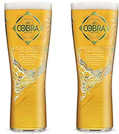 GarageBar | Cobra Glass | Beer Glass | Official Merchandise | Comes with 2X Beer Drip Mats (2, Pint/20oz)