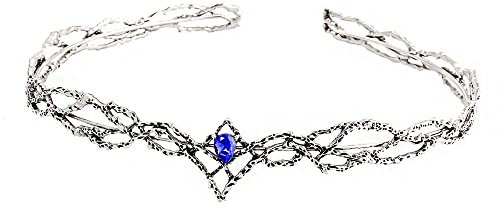 Krone mit Kristallen, Haarreifen, Brautkrone, Stirnreifen für Prinzessin oder Königin, für Geburtstag, Hochzeit, Halloween, Kostüm-Party (Silber Blau)