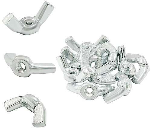 Kemcatui 60 Pcs M3 Wing Nuts, Butterfly Wing Nuts Carbon Steel Zinc Plated Fasteners Parts, Hand Twist Tighten, Silver