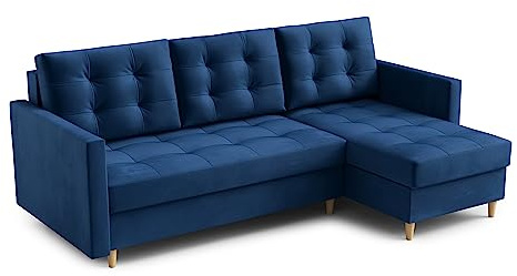 Ecksofa “DIVO” mit Schlaffunktion und Bettkasten - Sofa Bettsofa Couch L form 3 Sitzer Schlafsofa Schlafcouch - Eckcouch Möbel für Wohnzimmer 224 x 144 x 95 cm. Sofabett - Liegefläche: 202 x 140 cm