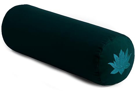 Yoga Studio Traversin en coton bio avec fermeture éclair YKK - 23 x 61 cm - Bleu sarcelle