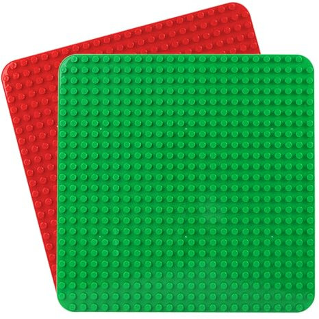 große Platte Kompatibel mit Lego Duplo, 38 x 38cm grundplatte, Konstruktionsspielzeug für Mädchen und Jungen(2PCS, Rot,Grün)