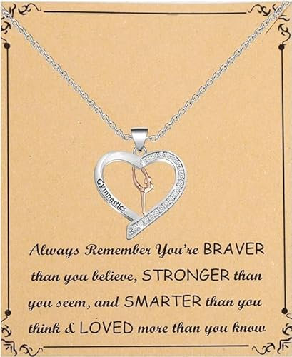 BNQL Gymnastik-Halskette - Inspirierende Turner-Team-Geschenke für Mädchen - Anhänger und Schmuck Mit Schmuckschatulle, Edelstahl