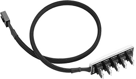 flexman 5 Port Fan Hub, 1 Female To 5 Male 4 Pin PWM CPU Cooling Fan Splitter Hub Adapter Cable with Strong Adhesive Tape for CPU Fan, Case Fan Support Five Fans