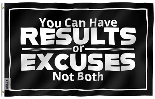 Anley Fly Breeze 3 x 5 Fuß „You Can Have Results or Excuses Not Both“-Flagge – doppelt genäht – Fitness-Motivation für Studentenwohnheime, Fitnessstudios, Flaggen aus Polyester mit Messingösen