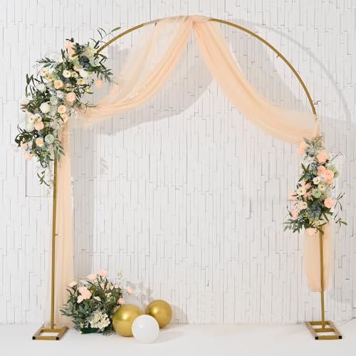2.4 x 2m Goldener Hochzeitsbogen Hintergrundständer Stand für Geburtstagsparty Braut Babyparty Zeremonie Dekoration ,Ballon Bogen Rahmen Hintergrund Stand für Hochzeit (6.6FTx7.8FT)