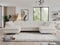 MKS MEBLE Cord Sofa U, Wohnlandschaft U-Form, Ecksofa mit Schlaffunktion und Bettkasten, Schlafsofa mit Bettkasten, Couch mit Verstellbare Kopfstützen - Pedro U - Creme Cord