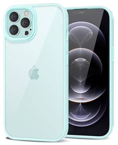 LoeoeL for iPhone 12 Pro/ 12 Case Clear, Transparent Hybrid 12 Pro/ 12 Phone Case [Hard Plastic & Soft Silicone Bumper] Acrylic Non Yellowing Thin Slim Protective Cover for Women, Teal