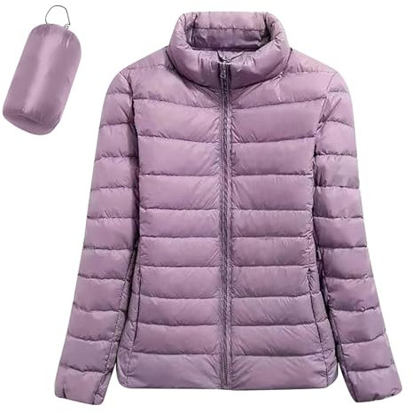 Keerlonno Piumino Donna Leggero 100 Grammi Corto Giubbotto Imbottito con Cappuccio Trapuntato Elegante Caldo Giubbino Mezza Stagione Giacca Invernale Moda, Giacca Mezza Stagione Donna