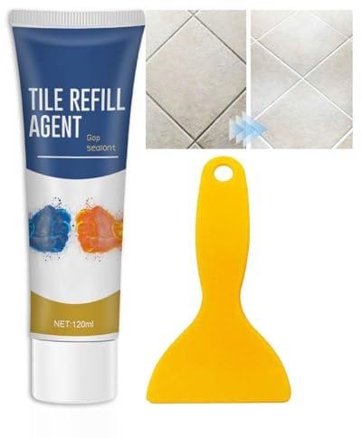 FANFALUV Tile Grout White,Tile Refill Agent,Tile Adhesive Grout Filler Tube with Spatula,Grout Paint White,Grout Tube Repair,Tile Crack Filler,Grout Reviver White,Tile Joint Sealant,Fast, SKS001