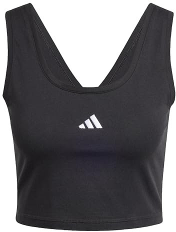 adidas Damen Essentials SMALL Logo Cotton Lifestyle Tank, Black/White, S