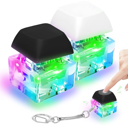 Colors Key Caps Toys,Keyboard Fidget Toy,Clicky Keyboard Toys With Led Light,Keyboard Keycaps Light,Tangle Fidget Toy,Adhd Fidget Toys,Keyboard Keyring(6pcs) (black white with light)