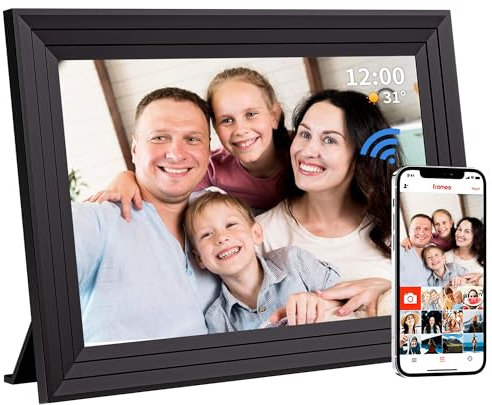 Elektronischer Digitaler Bilderrahmen WLAN Frameo - 10,1 Zoll WiFi Digitale Photo Frame 1280x800 HD IPS Touchscreen 32GB Speicher Automatische Rotation Teilen Sie Fotos und Videos Sofort Luakug
