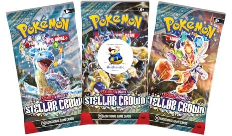 3 x Pokemon Stellar Crown Booster Packs | Scarlet & Violet Set | Pokémon Trading Cards in 3 Packs | Authentic | Pokemon TCG Pack + TCYM Pouch | 3 x Stellar Booster Packs