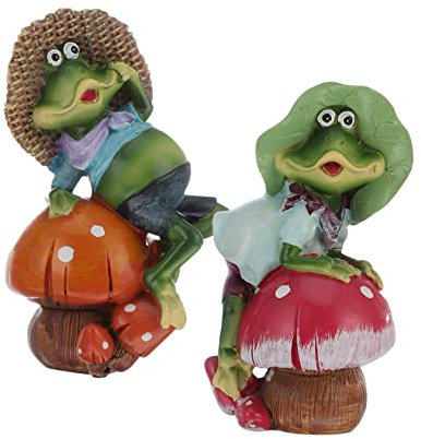 Ciieeo 2pcs Frog Ornaments Frogs Decor Car Ornament Cake Toppers Miniature Animal Figurines Tabletop Adornment Figurines Home Decor Frog Outdoor Mushroom Decor Desktop Decoration Resin