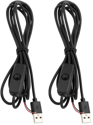 Be In Your Mind 2pcs LED USB 2.0 Connector Male to 2pin Bare Wire Connector Cable 2m 22AWG Power Extension Wire for Light Strip LED Lamp Black