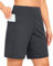Blouty Women's 7 Bermuda Shorts with Pockets High Waisted Stretch Athletic Long Shorts for Women Workout Casual, Dark Grey, L