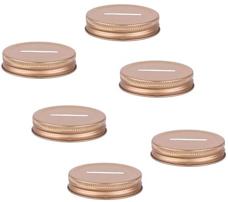 6Pcs 2.7 inches Colored Coin Slot Lids for Regular Mouth Jars and Piggy Banks Lids Piggy Bank (Rose Gold)