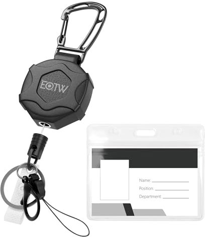 EOTW 1 Stücke Ausziehbar Schlüsselanhänger, Taktische ID-Ausweishalter mit 70cm Einziehbarer Stahlseil, Karabinerhaken Schlüsselring für Kartenhalter, Gürtelclip und Schlüssel, 10 OZ