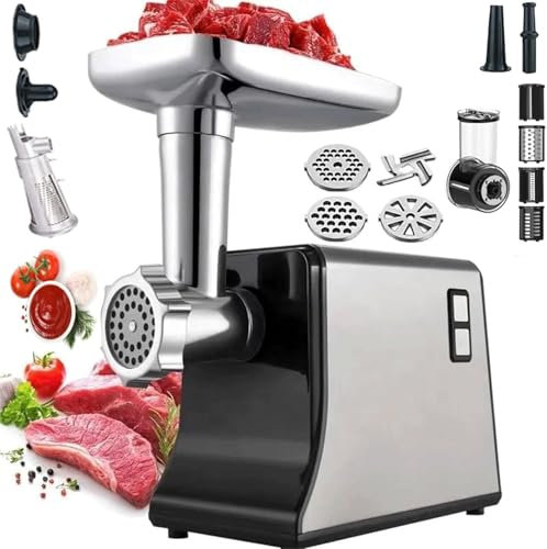 Tritacarne Elettrico, Tritacarne Multifunzionale, Passapomodoro, Salsicce, Insaccatrice con 3 Piatti da Taglio e Kit Kubbe, Taglia Verdure, Affettatrice, Trituratore, Insalata for Uso Domestico/22