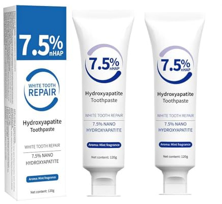 Hydroxylapatit-Zahnpasta zum Schutz des Zahnschmelzes, fluoridfreie Formel mit sanfter Minze, 6 Probiotika-Zahnpasten für empfindliche Zähne, täglicher Schutz, langanhaltend frischer Atem (2 Stück)
