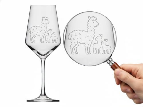 eXODA Alpakas Weinglas graviert spülmaschinenfest für Wein und Cocktails | Fassungsvermögen 350 ml, spülmaschinenfest, fördert Genusstimmung, sozial verantwortliche Produktion, stilvolles Design mit A