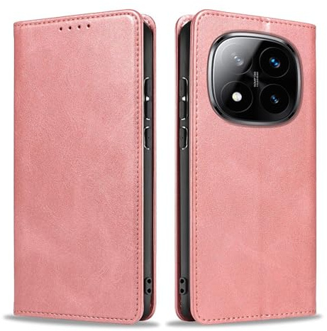 LBH Handyhülle Smartphone-Hülle für Xiaomi Redmi Note 14 Pro+ 5G Klapphülle Magnetverschluss Kartenfächer Geldfach Standfunktion Case Etui Rundumschutz Schutzhülle Rosa