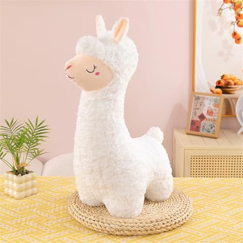 Ueiwffzo Alpaka Kuscheltier, Alpaka Plüschtier Alpaka Seitenschläferkissen Alpaka Kissen Alpaka Stofftier Plüschtier Alpaka Geschenk (75cm,Weiß)