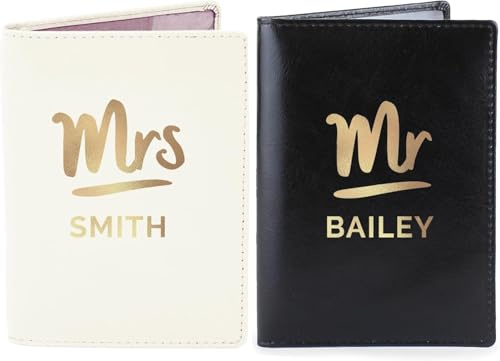 Custom Personalised Mr & Mrs Passport Holders Set - Holiday, Vacation, Luggage, Family, Couples