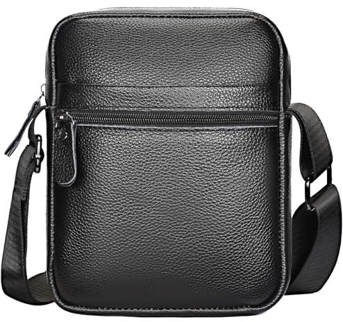 Leathario Herren Umhängetasche Leder，Schultertasche aus Echtem Leder，Herrentasche mit Großer Kapazität für Alltag Freizeit Arbeit