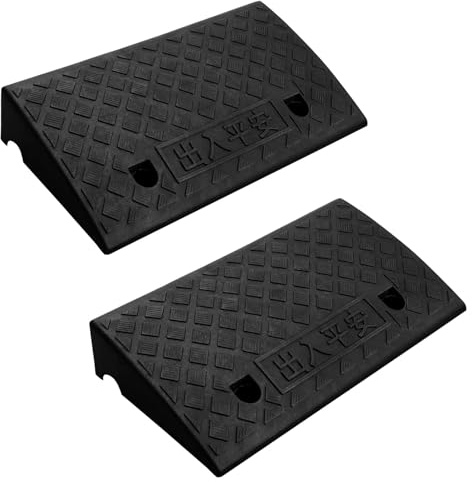 GREENSAPPIRE 2PCS Kerb Ramp 50x27x9cm Non Slip Wheelchair Access Ramps | Threshold Ramp textured anti slip surface quick assembly for wheelchair scooter trailer caravan driveway access use