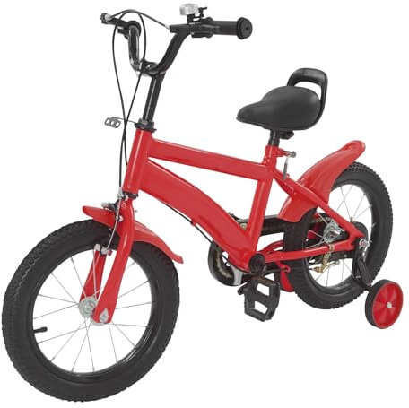 Deurqund Kinderfahrrad 14 Zoll, Kinder Fahrrad für Jungen & Mädchen ab 3-6 Jahre, 14 Zoll Laufrad mit Stützrädern, Verstellbarer Sitz & Lenker