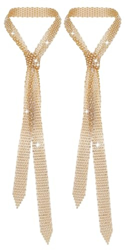 AIEOE 2 Stück Glitzer Diamantlegierung Krawatte Damen 70er Jahre Disco-Accessoire Uniform Party Kostüm