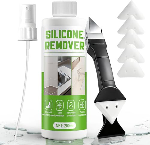 Allisway Silicone Dissolver, 200 ml Silicone Remover Solvent, Silicones Remover, Grouting Renovation and Cleaning, With Cleaning Knife, Suitable for Sinks, Bathtubs, Windows, and Tile Grout Lines