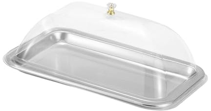 SiaBiced Bandeja para Pasteles Bandeja con Tapa Transparente Fuente Rectangular para Servir Dulces Multifuncional para Presentación en Reuniones Negoci, 32x22x2cm