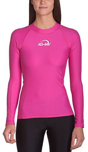 iQ-UV Sportshirt Damen Langarm Slim Fit Pink M – UV Shirt für Damen für Wasser & Sport – Rash Guard mit UV-Schutz – Langarm Sportshirt – Ideal zum Schnorcheln und Schwimmen