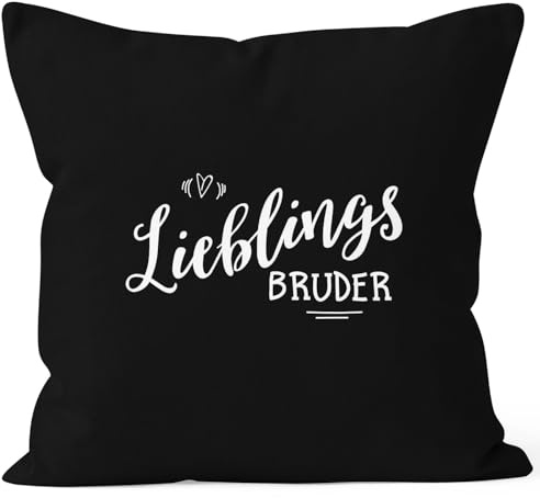 MoonWorks Kissenbezug Lieblingsbruder Geschenk Bruder Familie Geschwister Lieblingsmensch Kissen-Hülle Deko-Kissen 40x40 Baumwolle Schwarz 40cm x 40cm