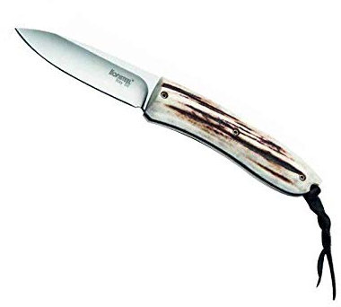Lionsteel 8800.ce Couteau Opera, lame acier D2 satiné à cran, manche 10 cm Bois Cerf véritable