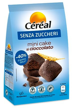 CÉRÉAL MINI CAKE AL CIOCCOLATO, Senza zuccheri, OTTIMI a colazione, Merendine per il tuo benessere, Tortine al cioccolato, 196 gr, 7 monoporzioni