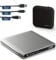 techPulse120 Externes UltraHD UHD 4k 3D M-DISC BDXL HDR10 100GB USB 3.0 & USB-C Laufwerk Bluray Brenner Burner Superdrive UltraSlim BD DVD CD Ultra Paket Tasche 90cm Anschlusskabel Aluminium Silber