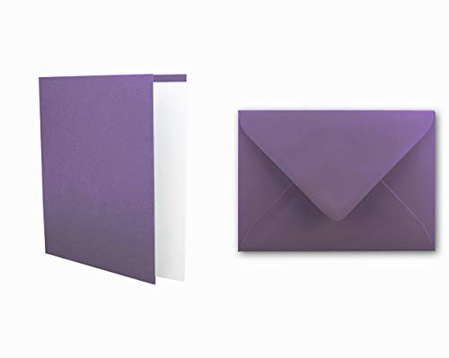 25x Kartenset DIN A6 inkl. Briefumschlägen & extra Einlegeblätter - Blanko Klappkarten in Violett im DIN A6 Format - Karten zum Selbstgestalten für Einladungen und Grüße
