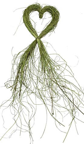Steingaesser XXL Gras Herz 70cm lang grün Naturdeko Hochzeitsdeko Grasherz Strohherz Dekoherz Raumdeko Landhaus Waldhochzeit