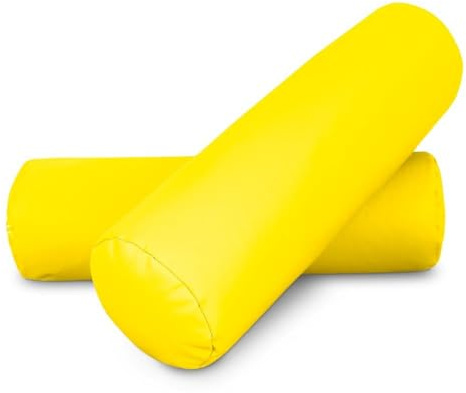 Happers Nackenrolle 2er-Pack 50x15cm aus Kunstleder Gelb. Nackenkissen zur Linderung von Haltungsschmerzen oder zum Schlafen