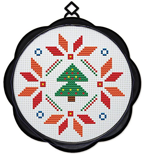 WOWDECOR - Kit per ricamo a punto croce, albero di Natale, a forma di fiori, 11CT timbrato fai da te DMC cucito facile da principianti