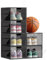 SONGMICS Schuhboxen, Schuh-Organizer aus Kunststoff, mit Tür, durchsichtig, 6er Set, stapelbar, einfache Montage, 34 x 25 x 18,4 cm, für Schuhe bis Größe 44, transparentes Schwarz LSP406B01
