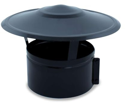 CAEXVEN Sombrerete Fijo para chimeneas en Acero pintado en Negro - Serie lisa - 150 mm